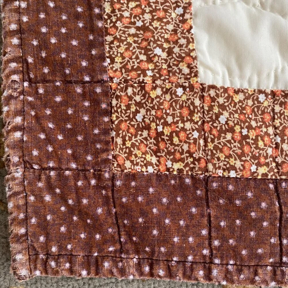 Vtg applique Teddy bear‎ quilt baby country nursery farmhouse cottagecore 34x44